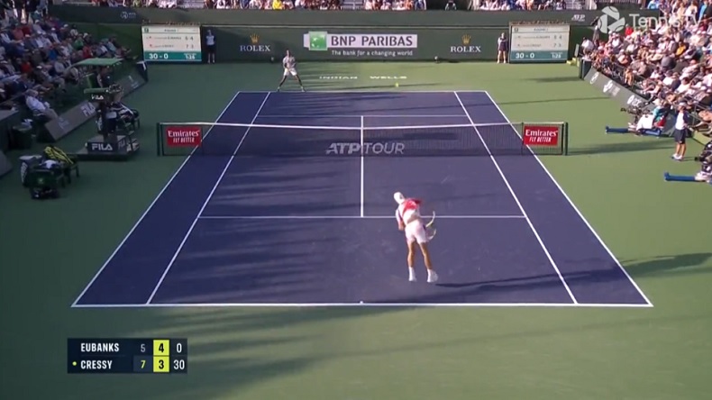 L'ace boisé rétro insolite de Maxime Cressy à Indian Wells.