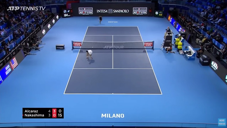 Le point de fou gagné par Carlos Alcaraz contre Brandon Nakashima au Masters NextGen 2021.