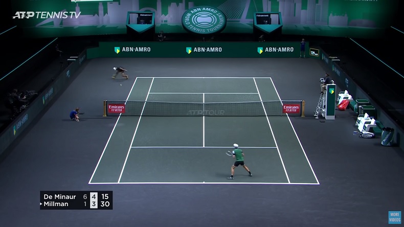 Le dernier coup incroyable d'Alex de Minaur sur ce rallye de 44 frappes contre John Millman à Rotterdam.