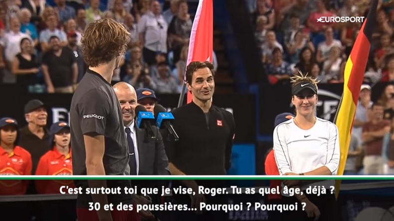 Alexander Zverev adresse des mots amusants à Roger Federer après la finale de la Hopman Cup 2019.