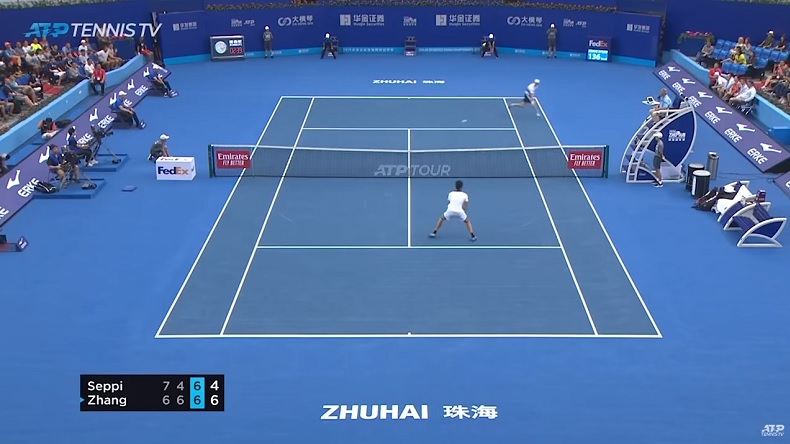 Andreas Seppi a sauvé cinq balles de match au deuxième tour du tournoi de Zhuhai 2019, dont une sur un point magnifique.