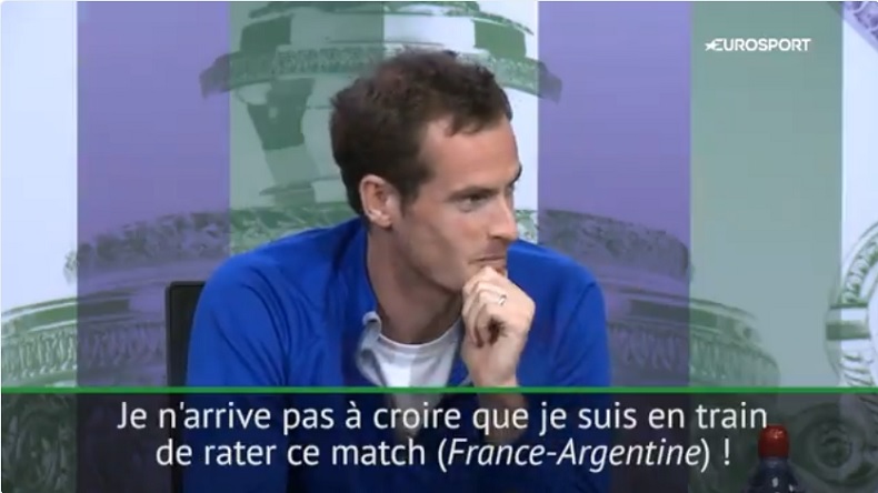 Coincé en conférence de presse à Wimbledon, Andy Murray était dégoûté de rater France – Argentine.