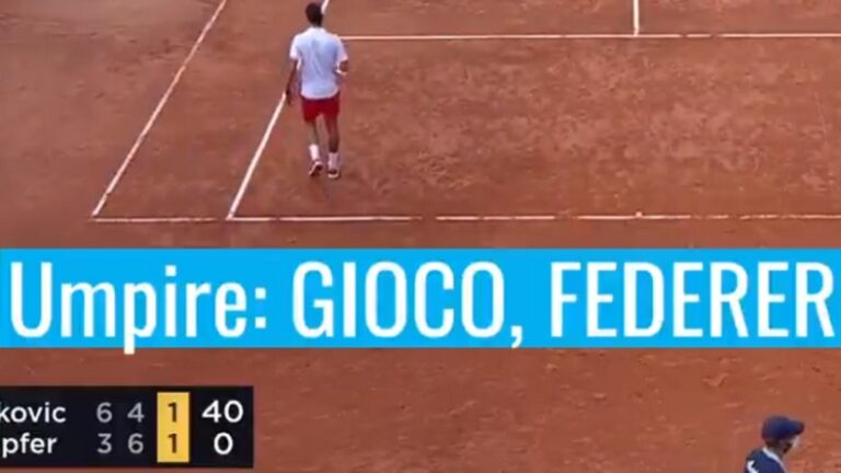 L'arbitre dit "Jeu Federer" sur un break de Djokovic contre Köpfer (Rome 2020)
