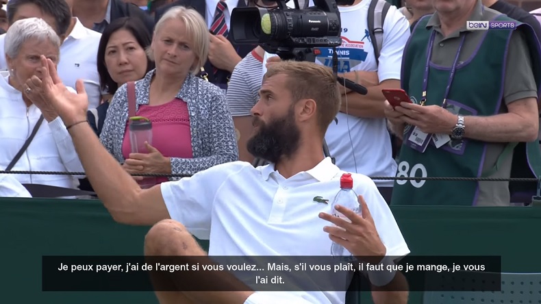 Benoît Paire prêt à payer l'arbitre pour qu'on lui achète à manger à Wimbledon.