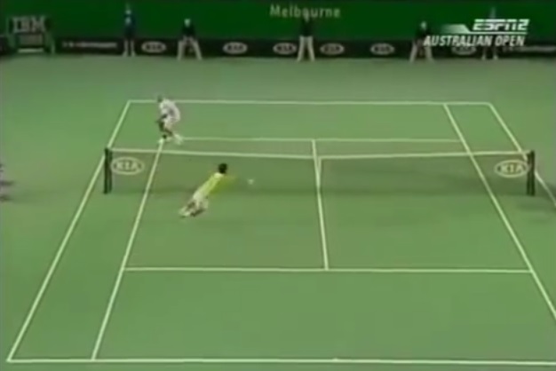 Un point avec sept volées entre Roger Federer et Tommy Haas à l'Open d'Australie 2006.