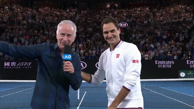 Un moment amusant entre Roger Federer et John McEnroe, à propos du prénom de l'Américain Tennys Sandgren.