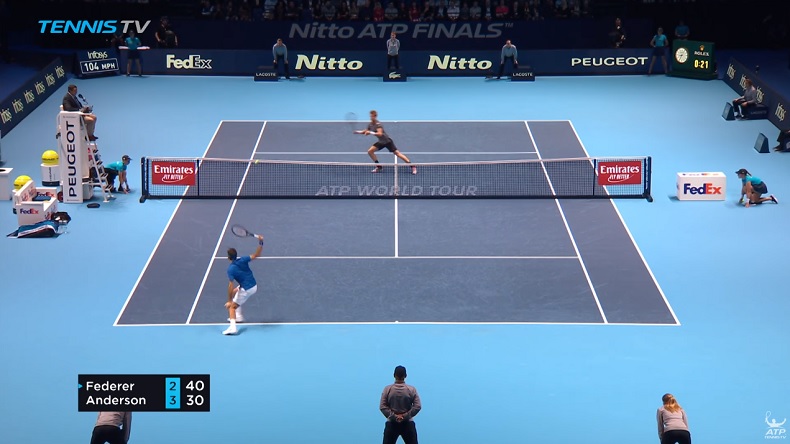 Deux points superbes de Roger Federer contre Kevin Anderson au Masters 2018.