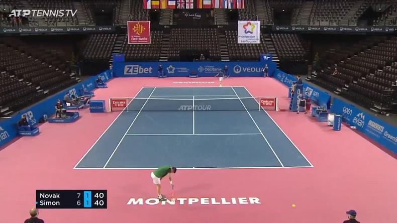 Un rallye de 45 frappes entre Gilles Simon et Denis Novak à Montpellier.