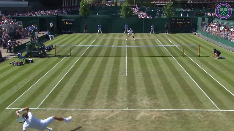 Un retour réflexe impressionnant de Denis Istomin au premier tour de Wimbledon 2018. Un retour réflexe impressionnant de Denis Istomin au premier tour de Wimbledon 2018.