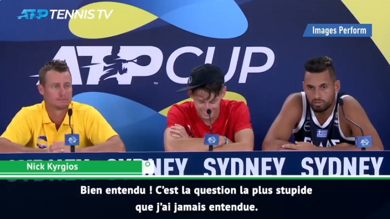 La réponse sèche de Nick Kyrgios à un journaliste à l'ATP Cup 2020.
