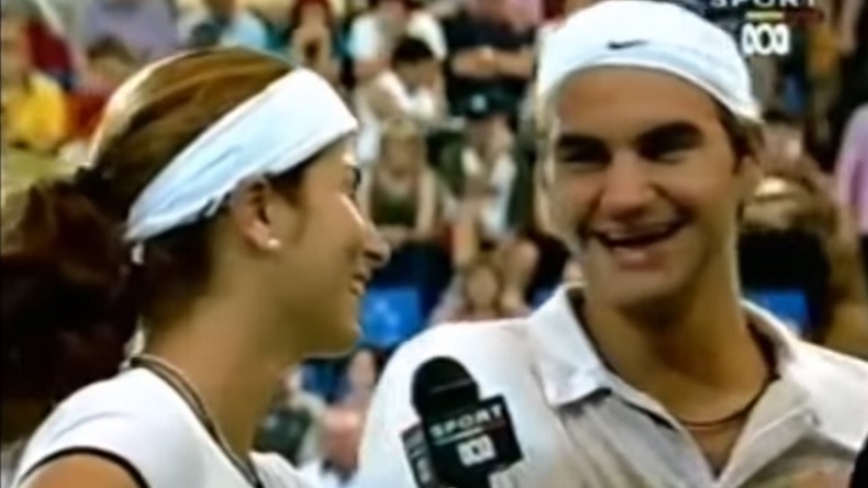 Mirka Vavrinec et Roger Federer à la Hopman Cup 2002.