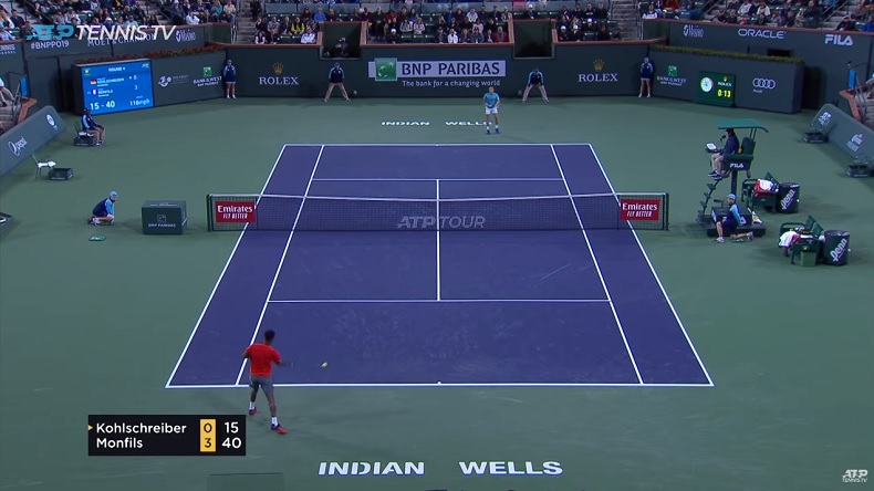 Ce coup droit de Gaël Monfils contre Philipp Kohlschreiber à Indian Wells est parti à 159 km/h.