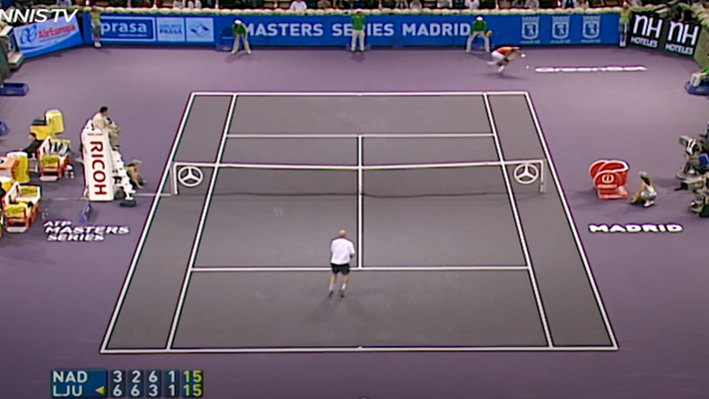 Un passing énorme en bout de course de Nadal contre Ljubicic en finale de Madrid en 2005 : la folle remontada de l'Espagnol.