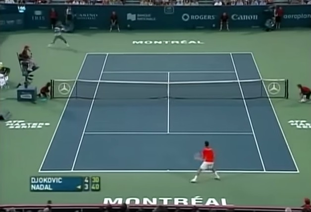Un revers surpuissant de Rafael Nadal au Masters Series de Montréal 2007.