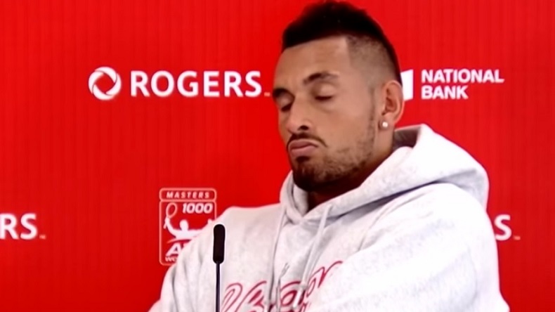 Nick Kyrgios, totalement blasé, en conférence de presse au Masters de Toronto 2018.