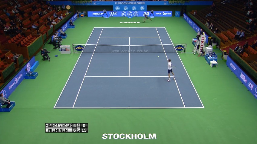 Quelle défense et quel point de Jarkko Nieminen au premier tour du tournoi de Stockholm 2014.