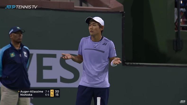 Yoshihito Nishioka menait 5/1, balle de match, au troisième contre Felix Auger-Aliassime à Indian Wells. Il a finalement gagné au tie-break.