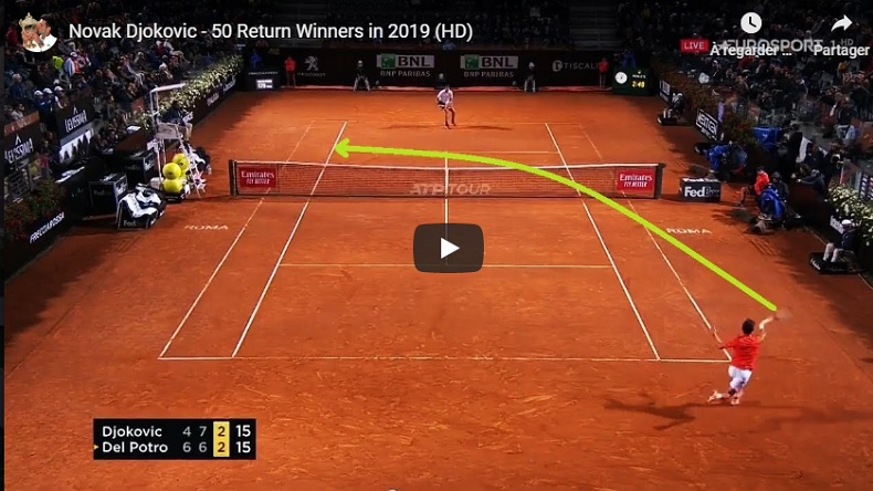 Une compilation de 50 retours gagnants de Novak Djokovic.