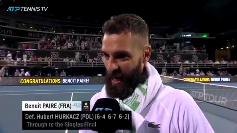 Les insultes à un moment du match, puis les excuses et l'humour à la fin. Bref, du grand Benoît Paire en demi-finales du tournoi d'Auckland 2020.