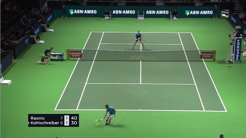 Un revers splendide, à la force du poignent, de Philipp Kohlschreiber au tournoi de Rotterdam 2019.