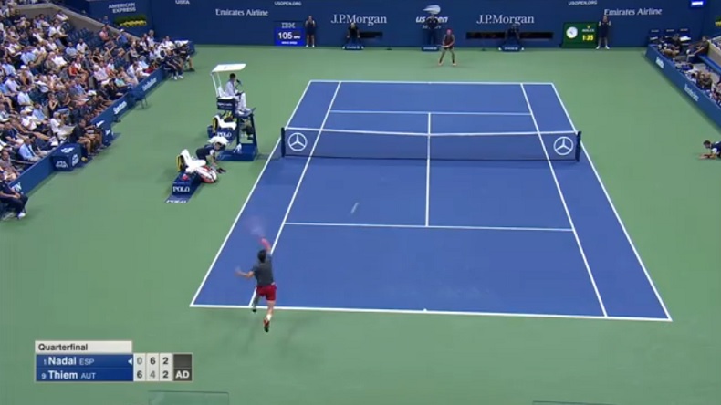 Un point de bûcherons entre Nadal et Thiem à l'US Open 2018. Quelle intensité ! Un point de bûcherons entre Nadal et Thiem à l'US Open 2018. Quelle intensité !