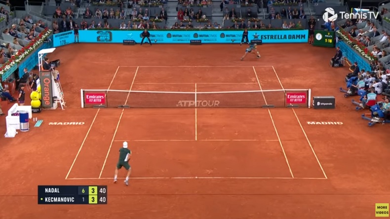 Cette défense de Nadal contre Kecmanovic à Madrid fait partie des gros points du match.