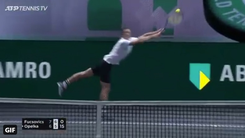 Voici la hauteur du rebond d'un kick de Reilly Opelka au tournoi de Rotterdam 2021.