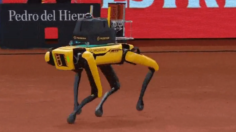 Le robot chien qui apporte les balles à Madrid n'était pas en forme.