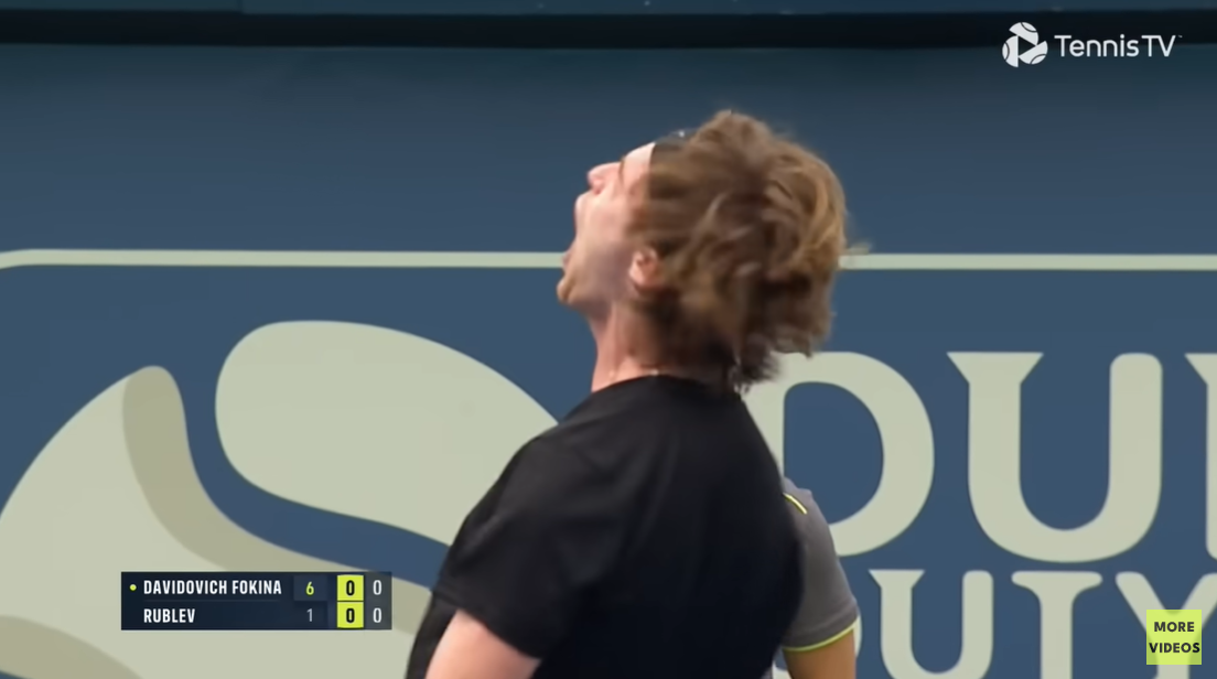 Andrey Rublev a sauvé cinq balles de match à la suite contre Davidovich Fokina au tournoi de Dubaï 2023.