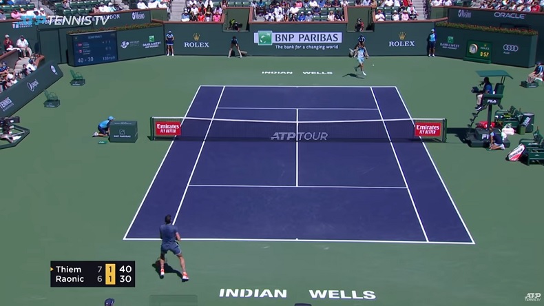Dominic Thiem a envoyé du très lourd en revers contre Milos Raonic en demi-finales à Indian Wells.