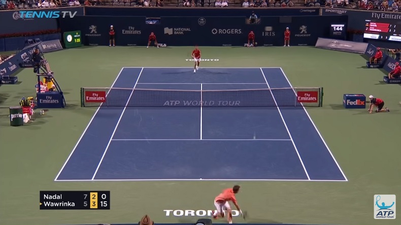 Il y a eu plusieurs points monstrueux entre Wawrinka et Nadal à Toronto. Il y a eu plusieurs points monstrueux entre Wawrinka et Nadal à Toronto.