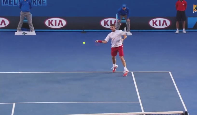 Stanislas Wawrinka sur un nuage en finale de l'Open d'Australie 2014 contre Rafael Nadal.