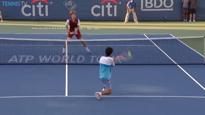 Le premier 'hot shot" de la carrière de Yoshihito Nishioka.