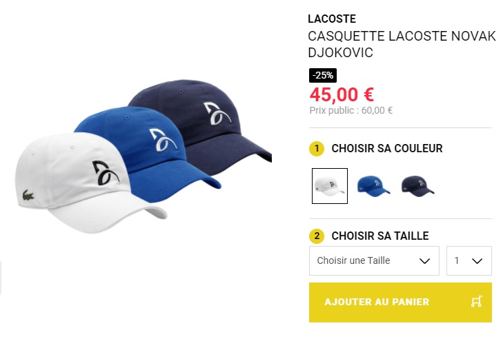 La casquette Djokovic La casquette Djokovic