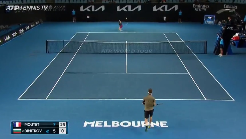Un point magnifique de Grigor Dimitrov contre Corentin Moutet au Murray River Open 2021, à Melbourne.